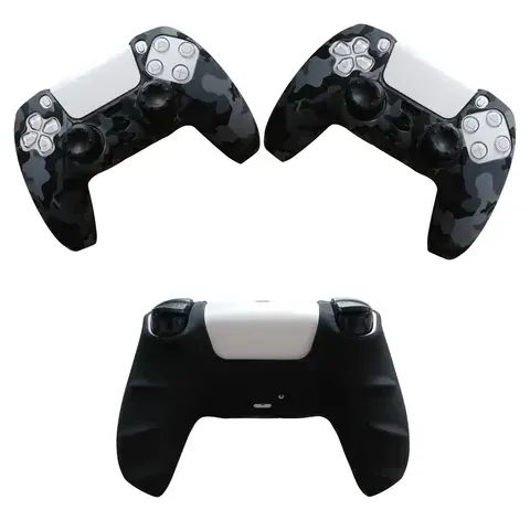 Kit 2 Fundas Silicona Diseños + 4 Grips Control PS5