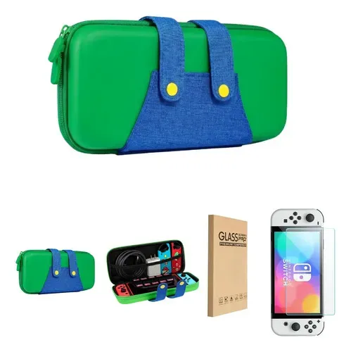 Foto 1 de Kit Estuche Goma Rígido + Vidrio Switch OLED (Verde)