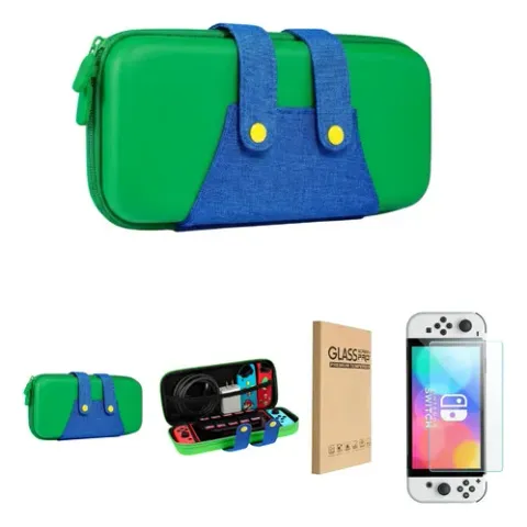 Kit Estuche Goma Rígido + Vidrio Switch OLED
