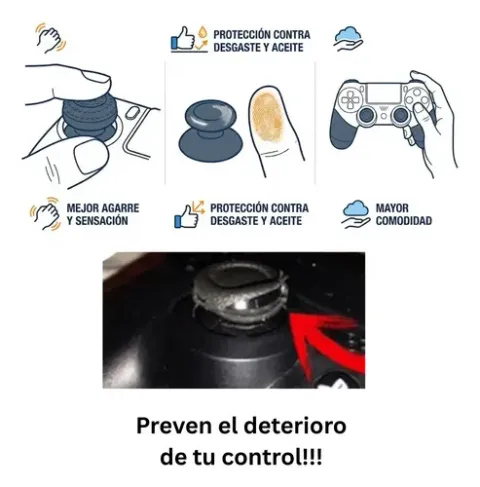 Foto 2 de Pack 4 Grips Goma Joystick PS5 / PS4 / Xbox (Negro)