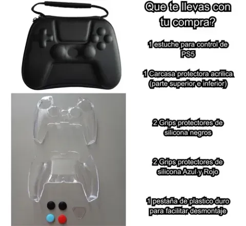Foto 2 de Kit Estuche Rígido Funda Acrílico Grips PS5