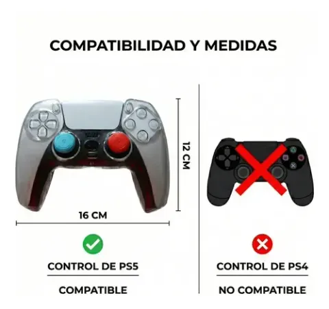 Foto 3 de Kit Funda Carcasa Acrílica PS5 + 4 Grips Transparente