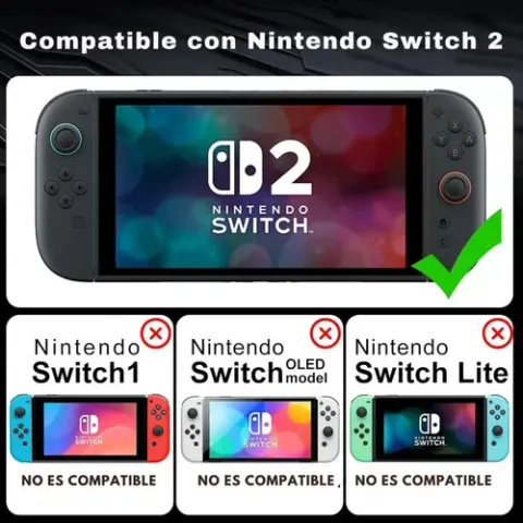 Foto 5 de Kit 5en1 Switch 2 Estuche Grip Case Vidrio (Negro)