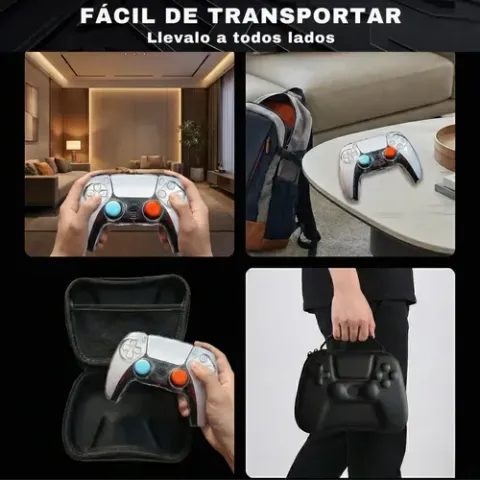 Foto 7 de Kit Estuche Rígido Funda Acrílico Grips Para Control Ps5 Negro Transparente